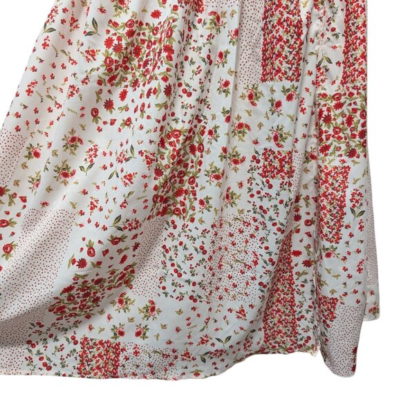 To My Lovers Womens Size L White Red Floral Cherries Puff Sleeve Dress Altered? - Picture 7 of 12